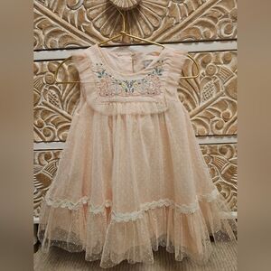 Tahari Pastel Pink Embroidered Floral EASTER Dress